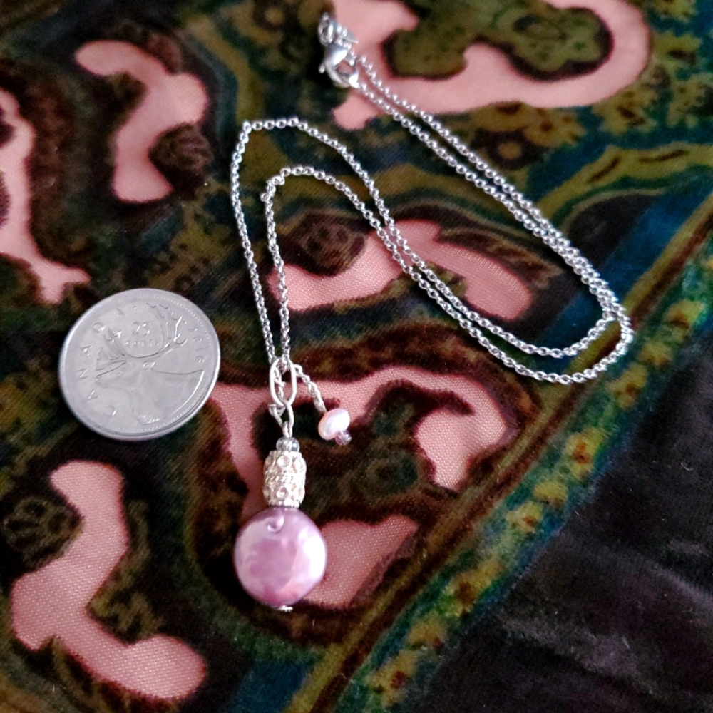 Freshwater Pearl and Sterling Silver plate Necklace